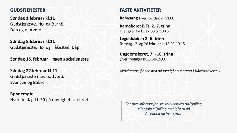 Programoversikt for Tjølling menighet.