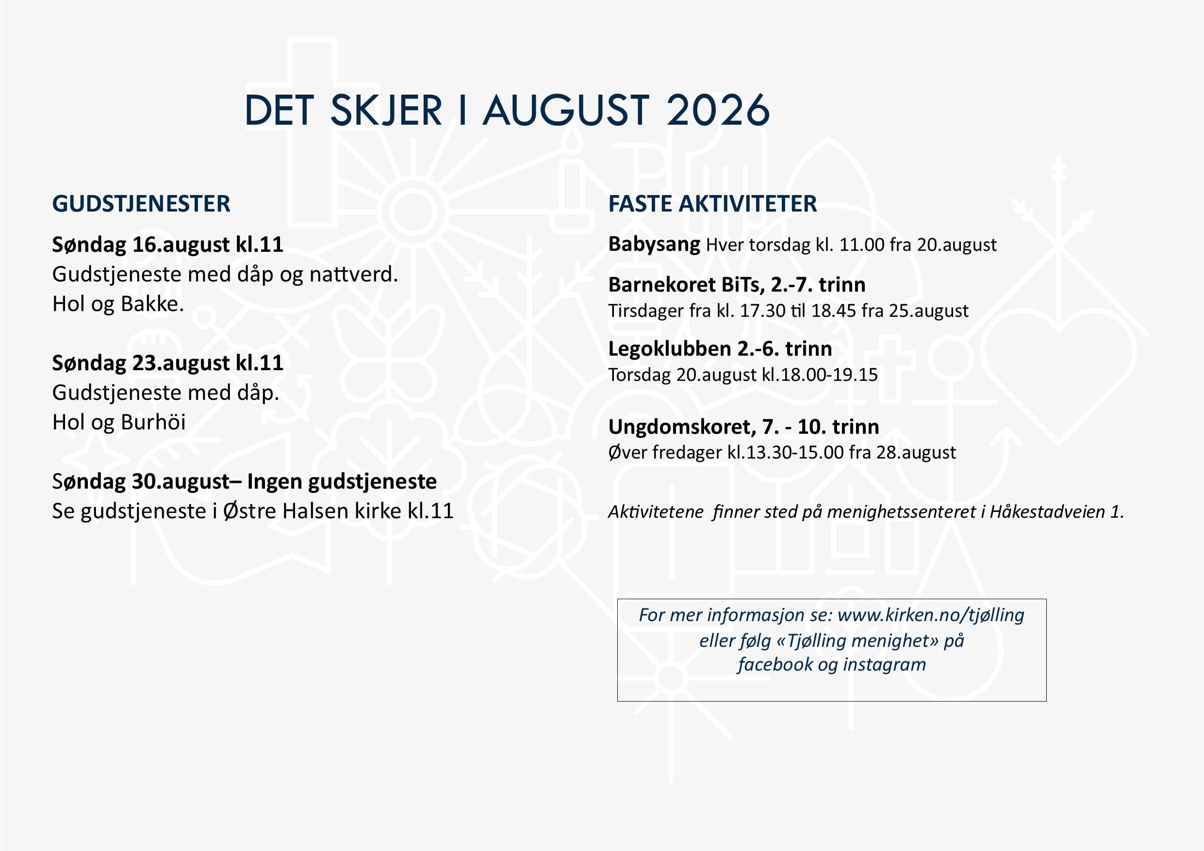 Programoversikt for Tjølling menighet.