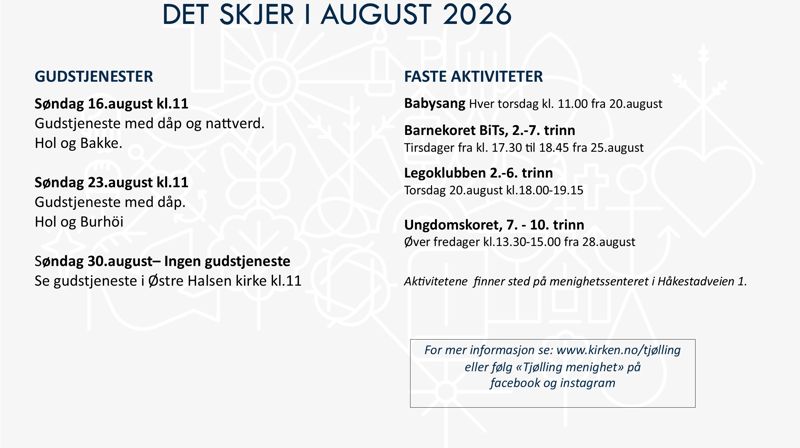 Programoversikt for Tjølling menighet.