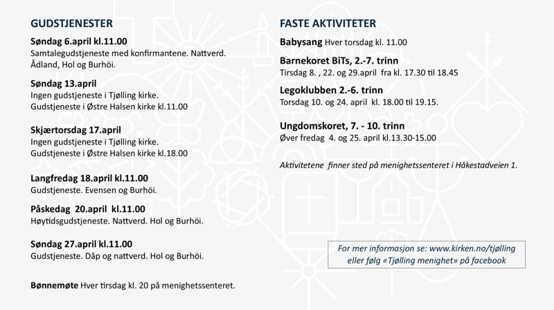 Programoversikt for Tjølling menighet.