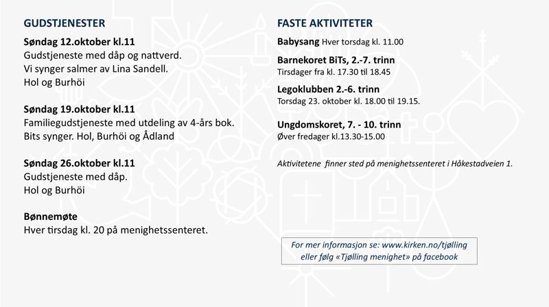 Programoversikt for Tjølling menighet.
