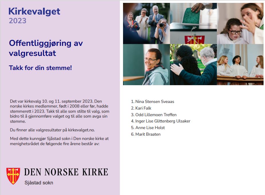 Kirkevalget 2023 - Nytt menighetsråd i Sjåstad