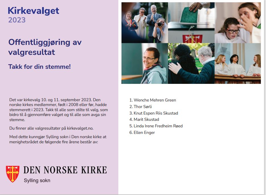 Kirkevalget 2023 - Nytt menighetsråd i Sylling