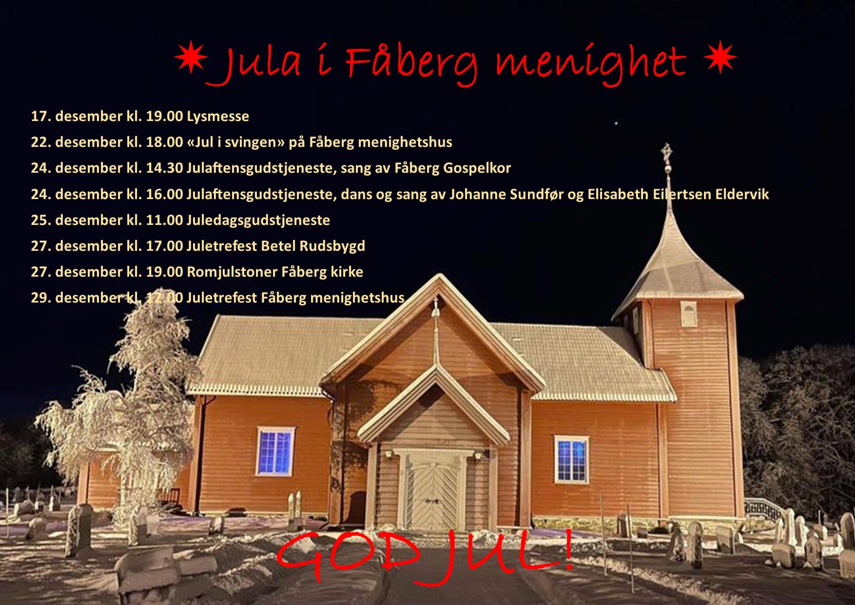 Velkommen til å feire jul i Fåberg