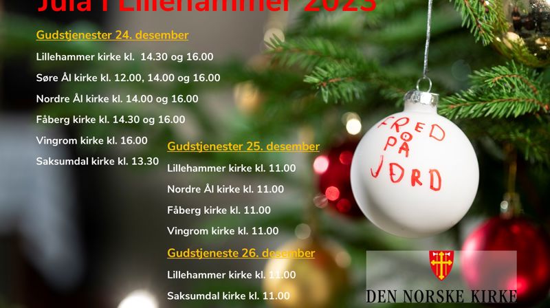 Velkommen til julegudstjenester i kirkene i Lillehammer!