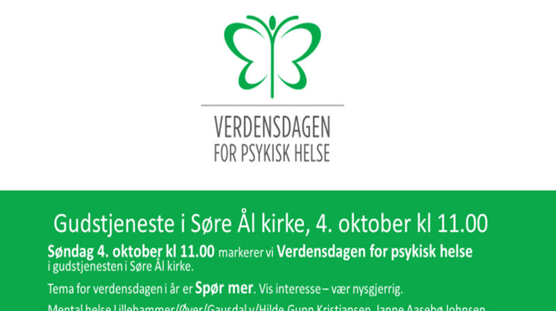 4. oktober markeres verdensdagen for psykisk helse i gudstjenesten