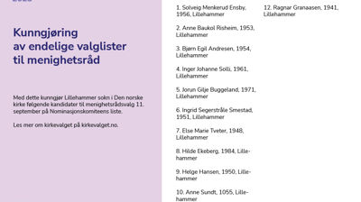 Liste til menighetsrådsvalg 2023