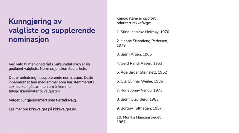 Liste til menighetsrådsvalg