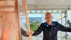 Avdelingsleder Harald Ringstad er fornøyd med arbeidet og utsikten.