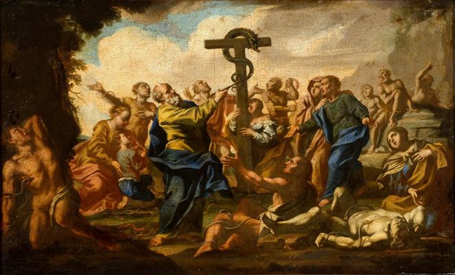 "Moses og kobberslangen" av Francesco Campora, Museu Nacional de Belas Artes, Public domain, via Wikimedia Commons