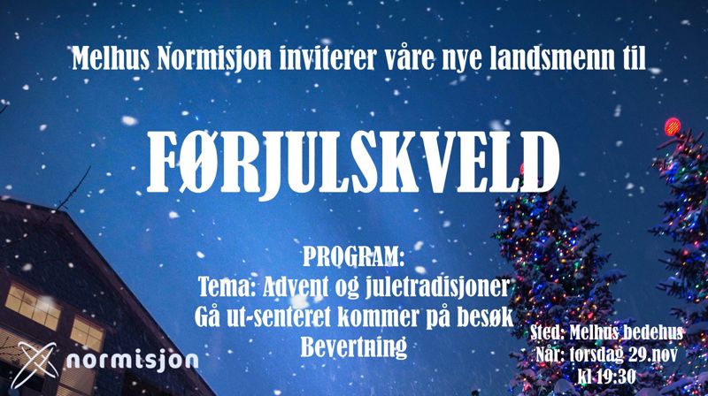 Velkommen til førjulskveld sammen med våre nye landsmenn