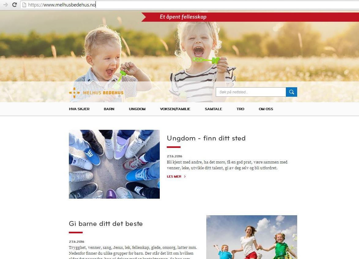 Nye nettsider for Melhus bedehus
