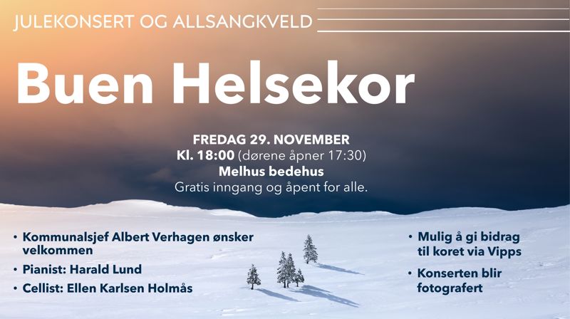 Julekonsert og allsangkveld med Buen Helsekor