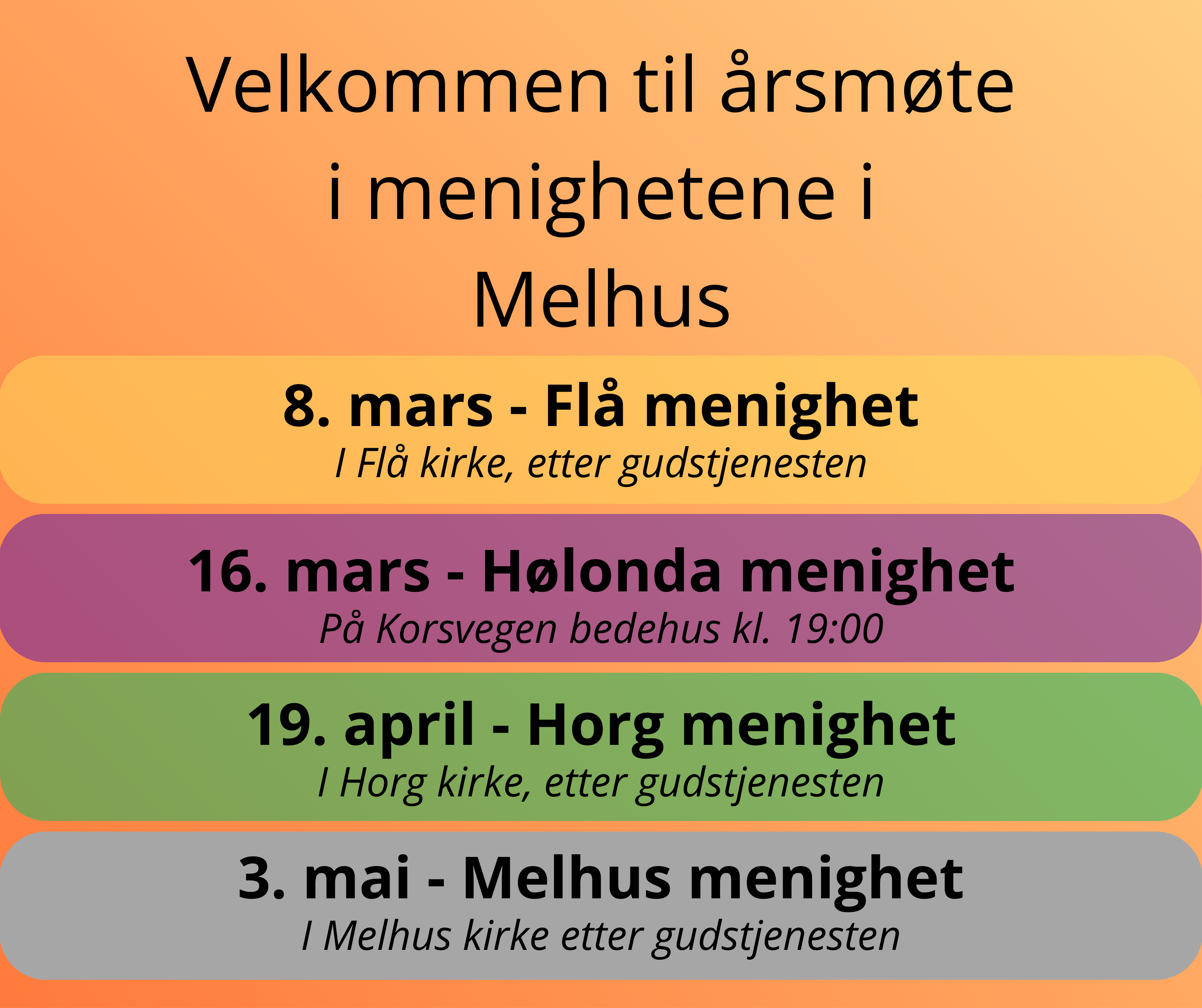 Årsmøter i menighetene i Melhus