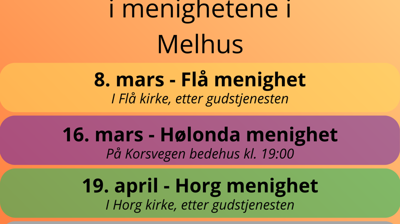 Årsmøter i menighetene i Melhus