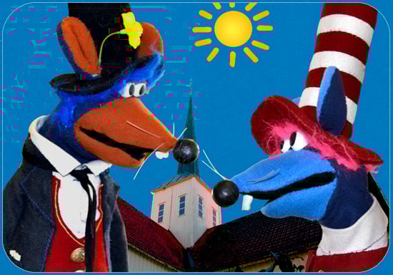 Bilde av dukkene Fredo og Vesle som er kirkerotter