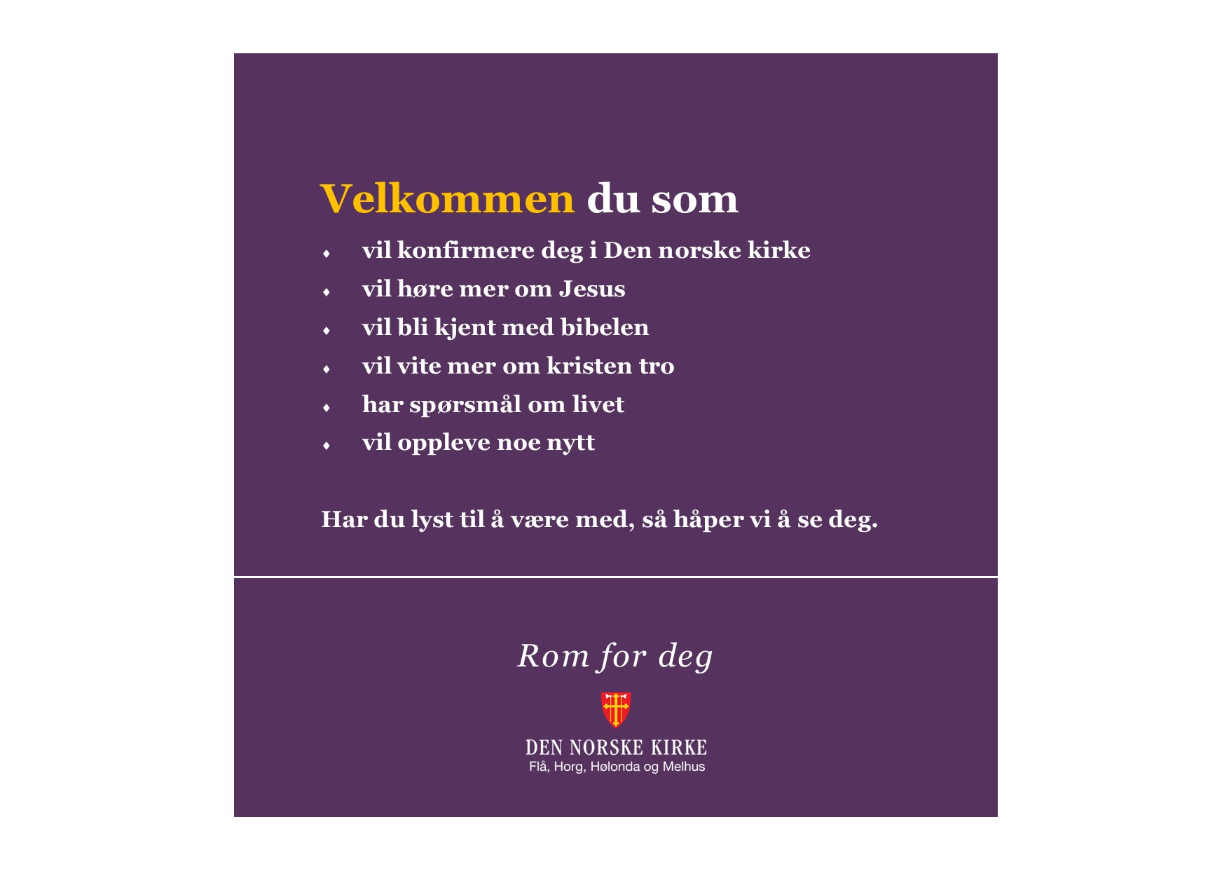 Påmelding til konfirmasjon i Hølonda 2024