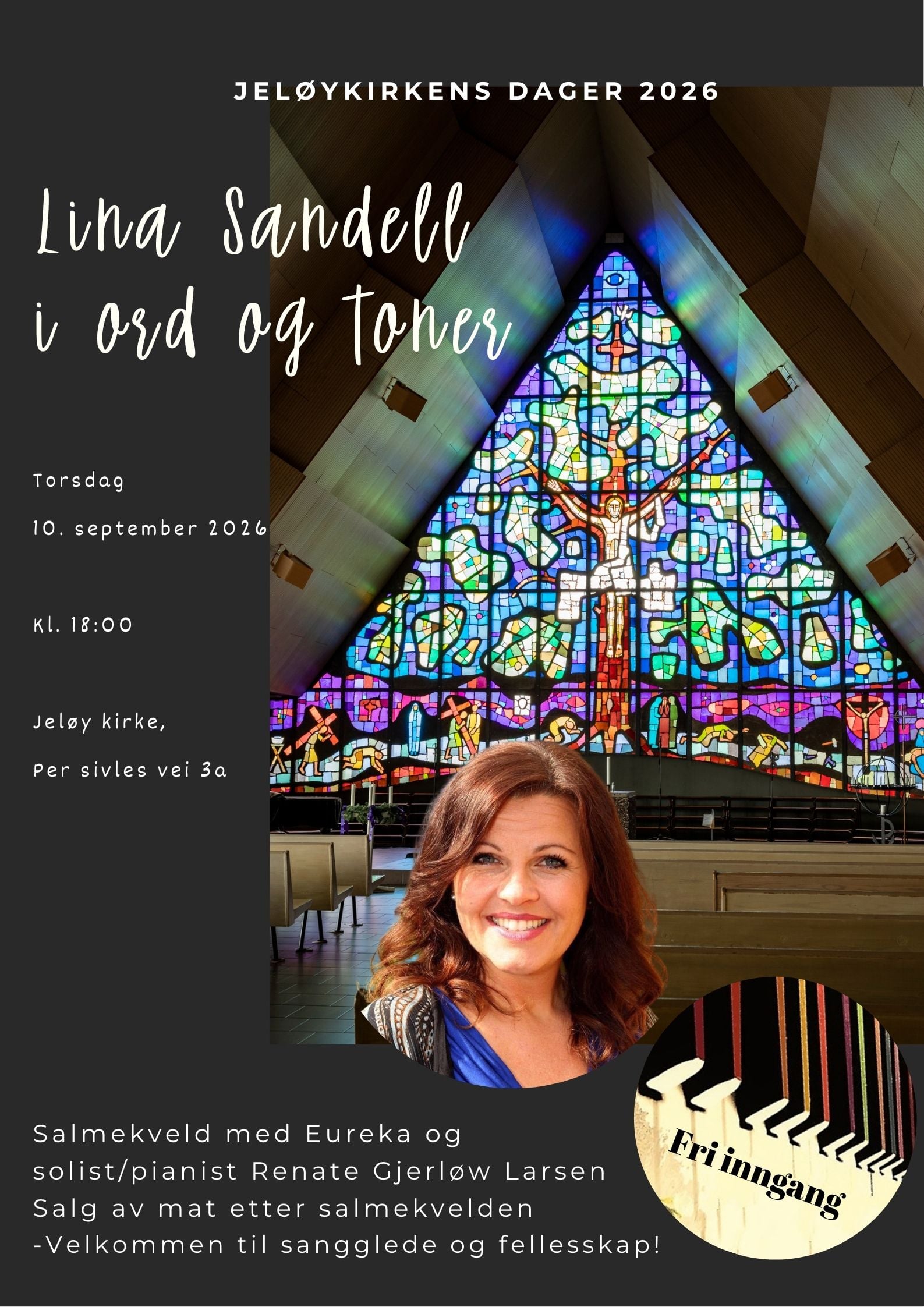 Torsdag 10. september kl. 18: Salmekveld med Lina Sandell-salmer