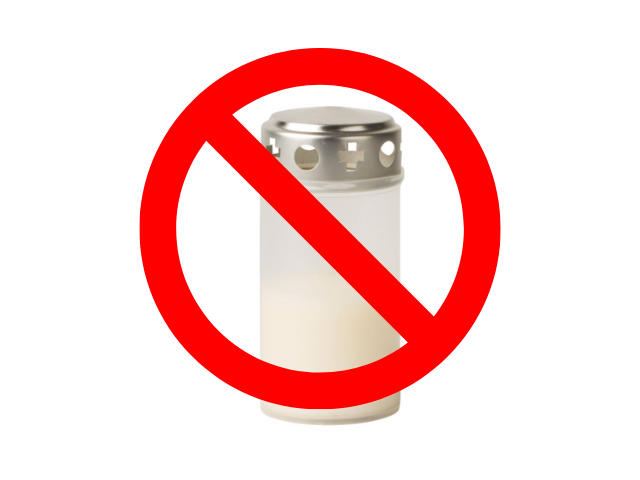 Forbudt skilt levende lys