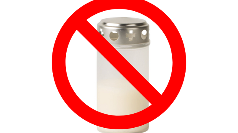 Forbudt skilt levende lys