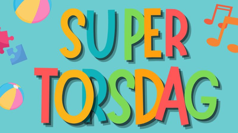 Plakat med fargete bokstaver Supertorsdag