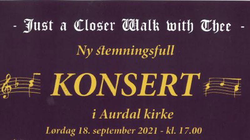 Konsert i Aurdal kirke 18.september kl.17