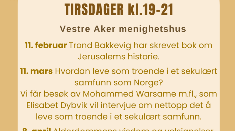 Tro og Tanke kvelder våren 2025