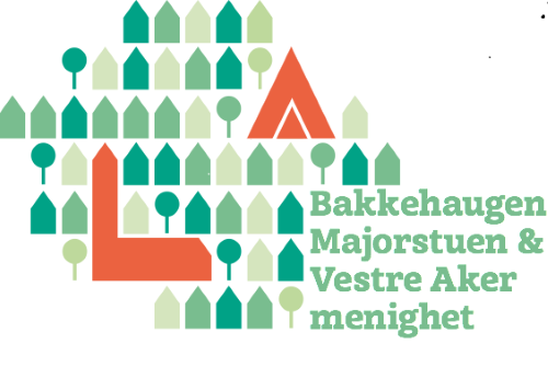 Bakkehaugen, Majorstuen og Vestre Aker menighets logo - to kirker i et grønt bymiljø