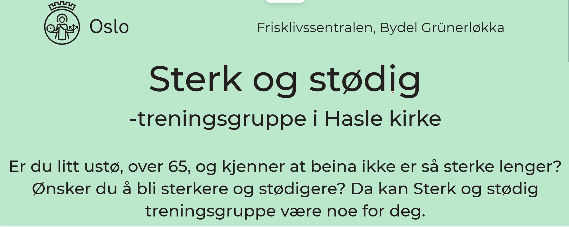 "Sterk og stødig"-treningsgruppe for deg på 65+
