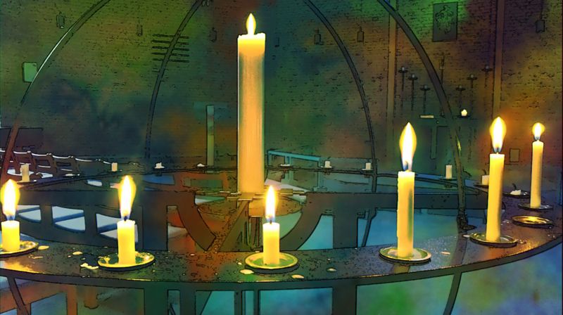 Åpen kirke på kvelden