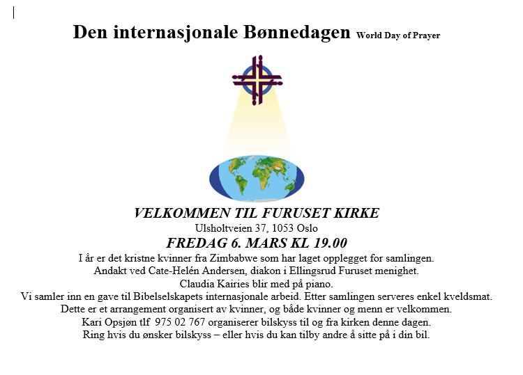 Den internasjonale Bønnedagen/ World Day of Prayer!