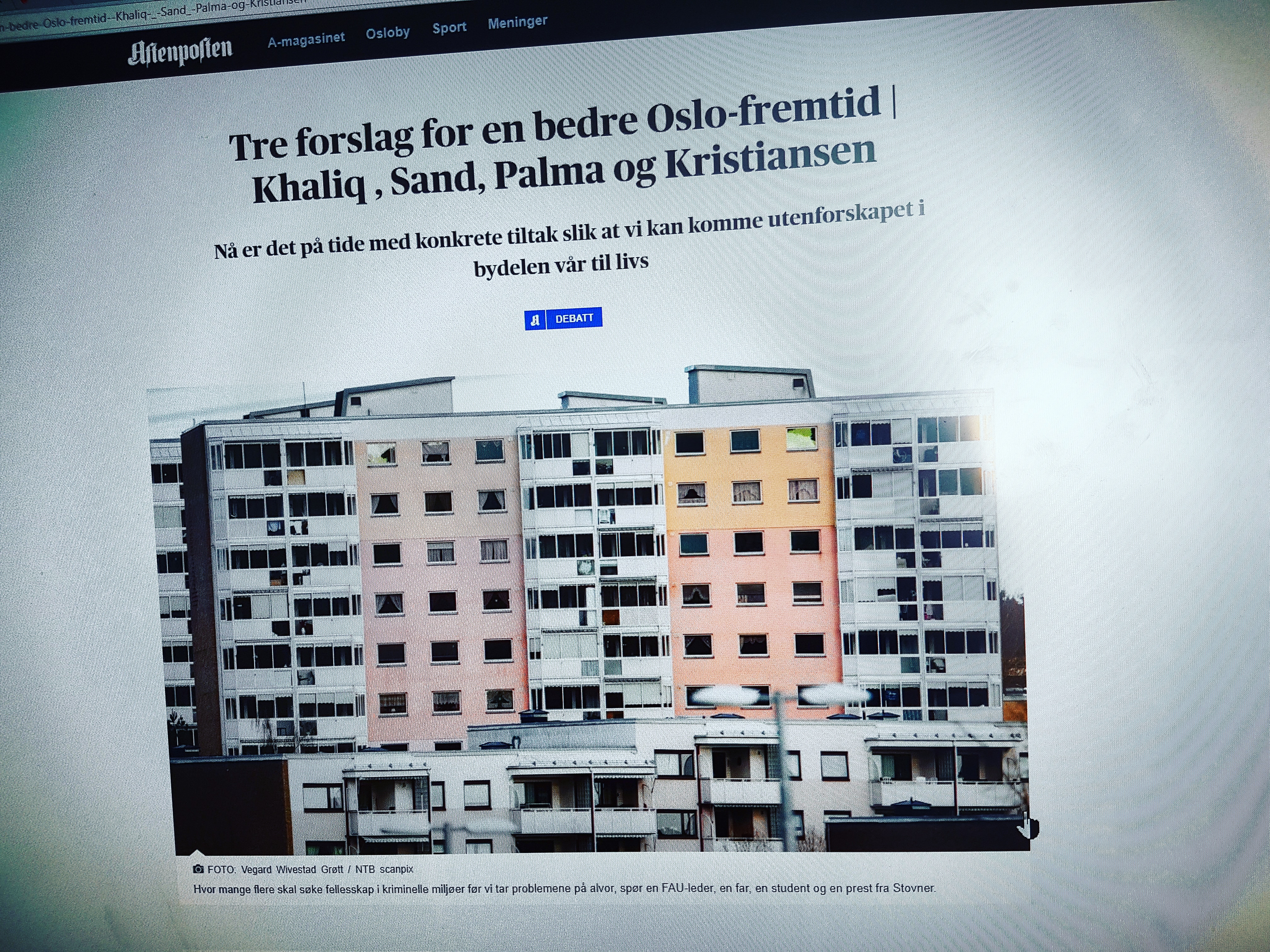 Tre forslag for en bedre Oslo-fremtid - Aftenposten artikel om barnefattigdom i bydelen vår.