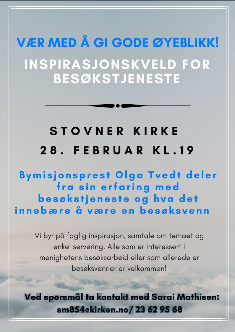 Inspirasjonskveld for besøkstjeneste 28.feb. kl.19