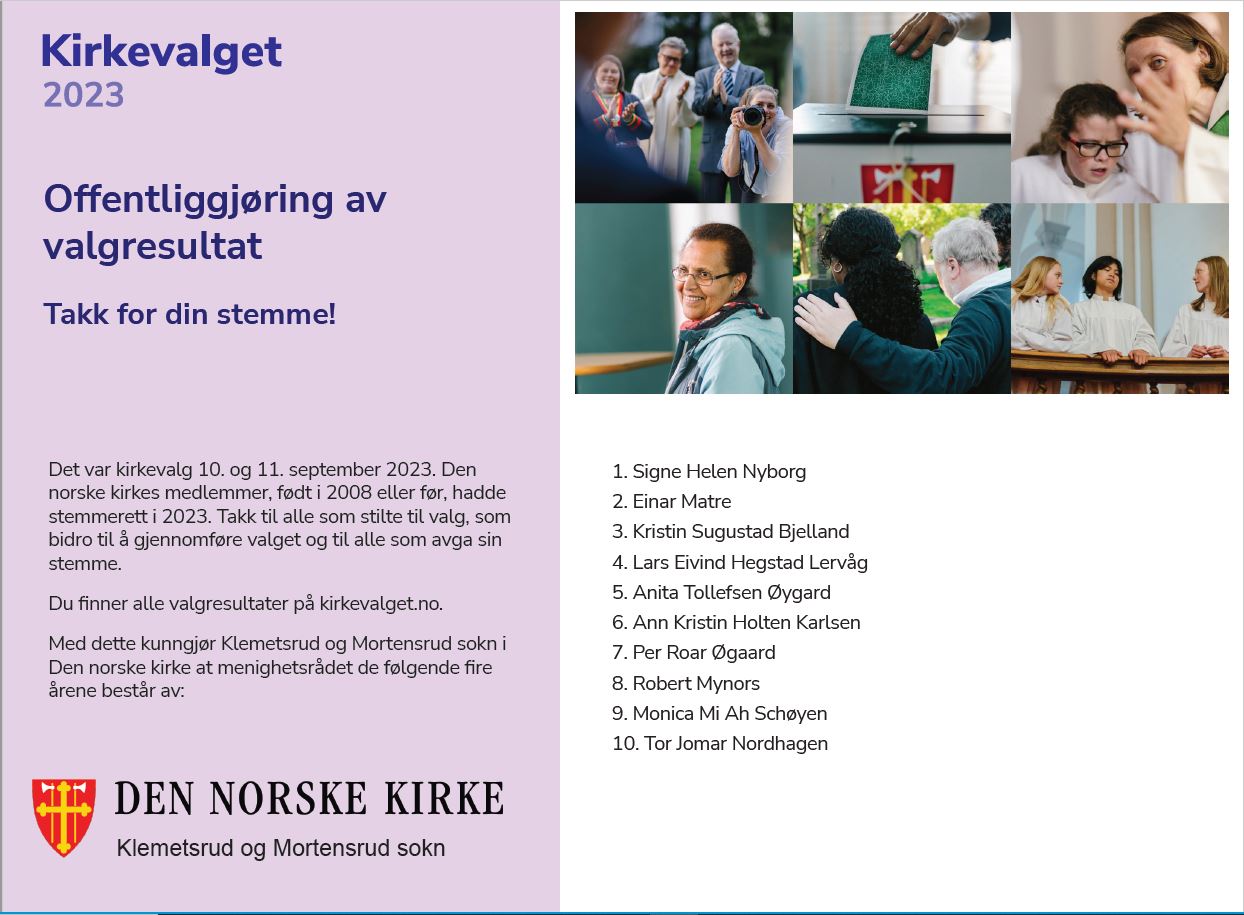 Kirkevalget 2023 - offentliggjøring av valgresultat