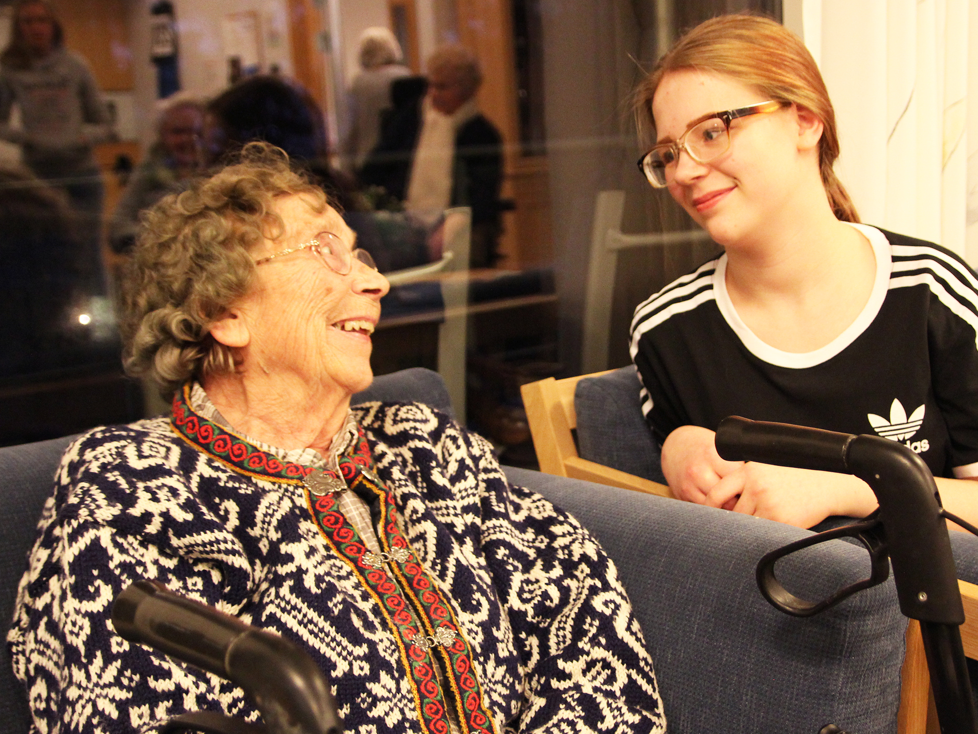 Fra "Unge møter eldre" på Nordberghjemmet. Foto: Helene Svendsen