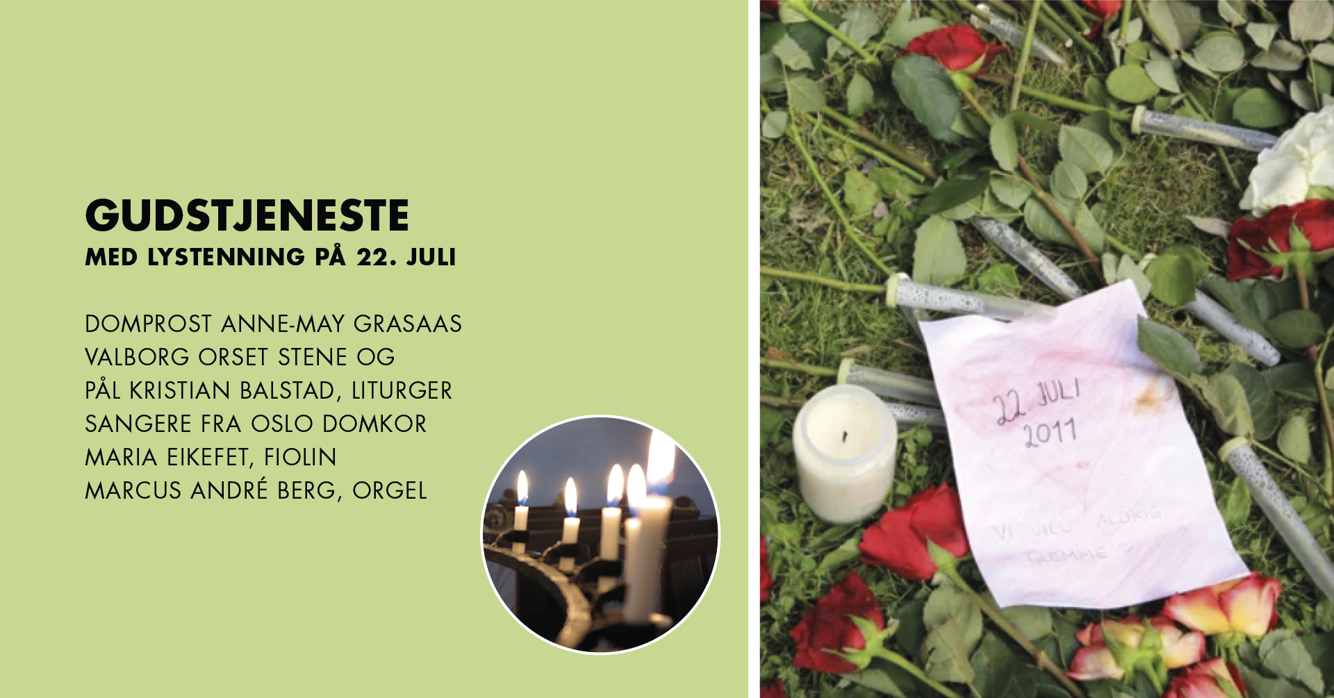 Gudstjeneste med lystenning på 22. juli