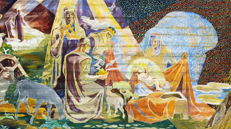 Betlehemsmotivet er sentralt i julebudskapet. Takmaleriet i Oslo domkirke er malt av Hugo Mohr og Betlehemsmotivet ble restaurert i 2014.