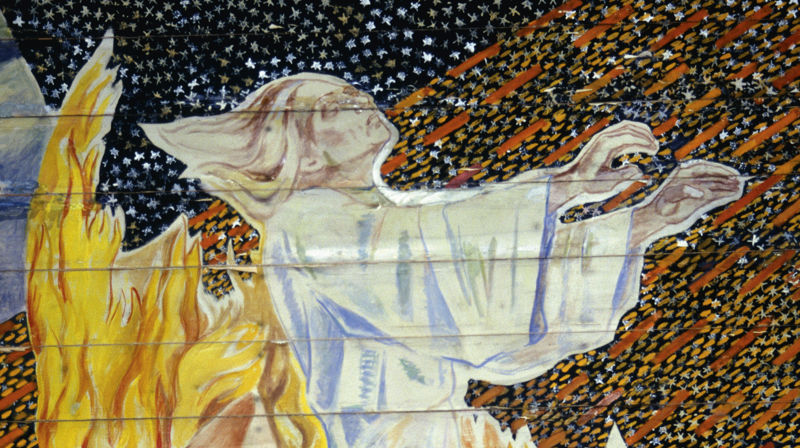 Detalj fra takmaleriet i Oslo domkirke. Malt av Hugo Lous Mohr. Foto: Petter Mohn