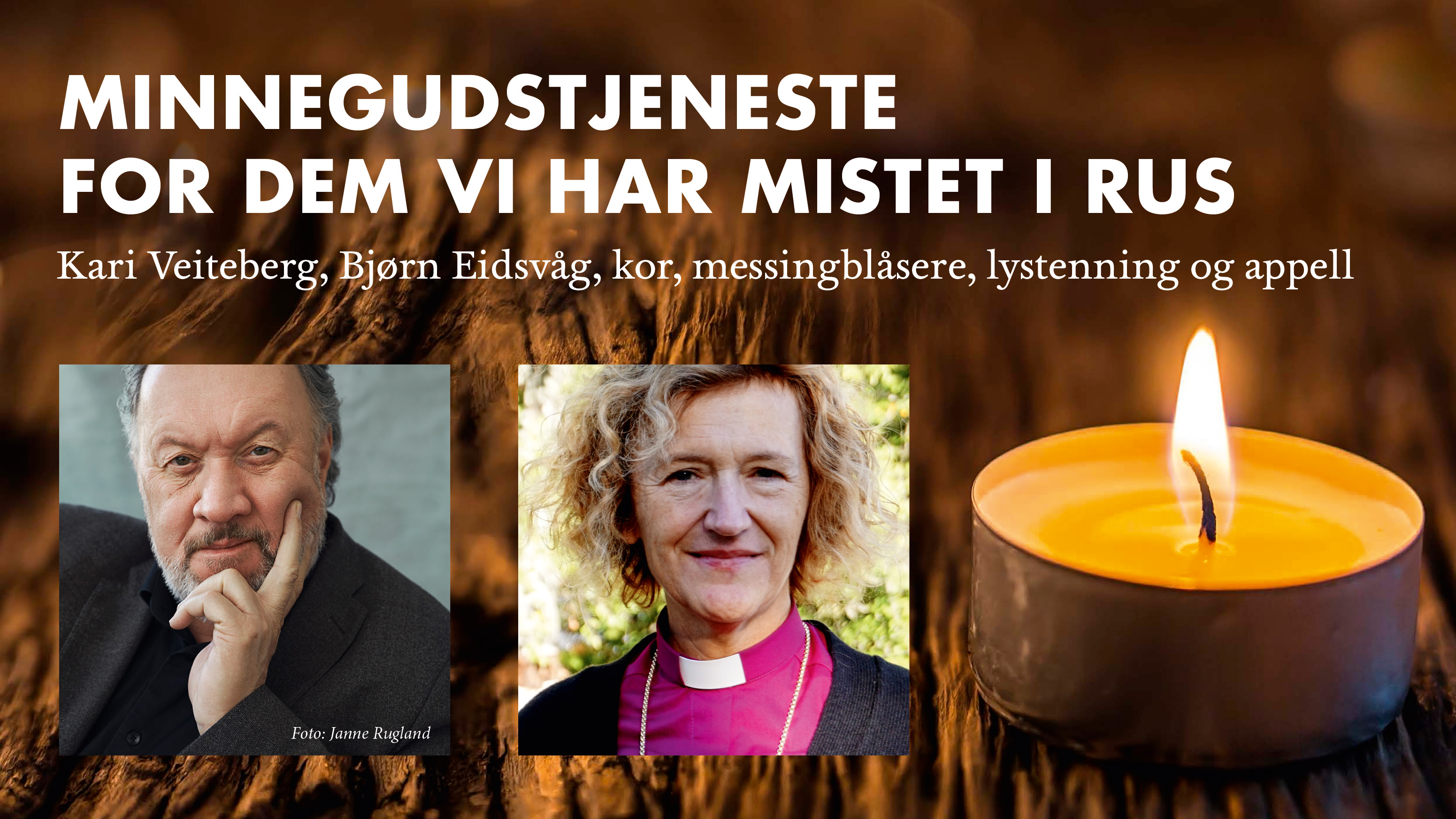 Bjørn Eidsvåg synger og Oslo biskop Kari Veiteberg preiker på minnegudstjenesten. Foto av Eidsvåg: Janne Rugland