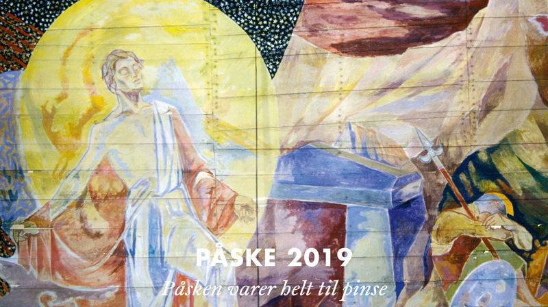 Detalj «oppstandelsen» fra takmaleriet i Oslo domkirke. Malt av Hugo Lous Mohr. Foto: Petter Mohn