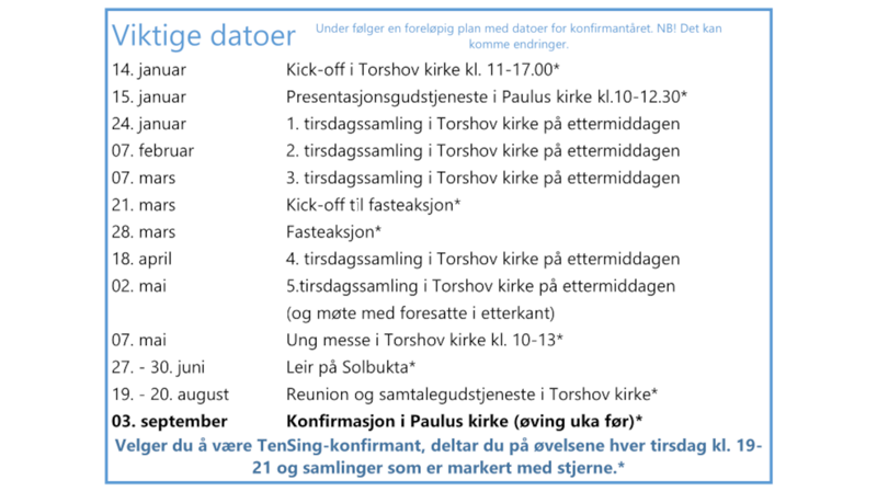 Program for konfirmantåret 2023