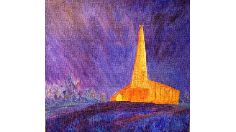 Tonsen kirke - utsnitt fra maleri av Mari Wirgenes