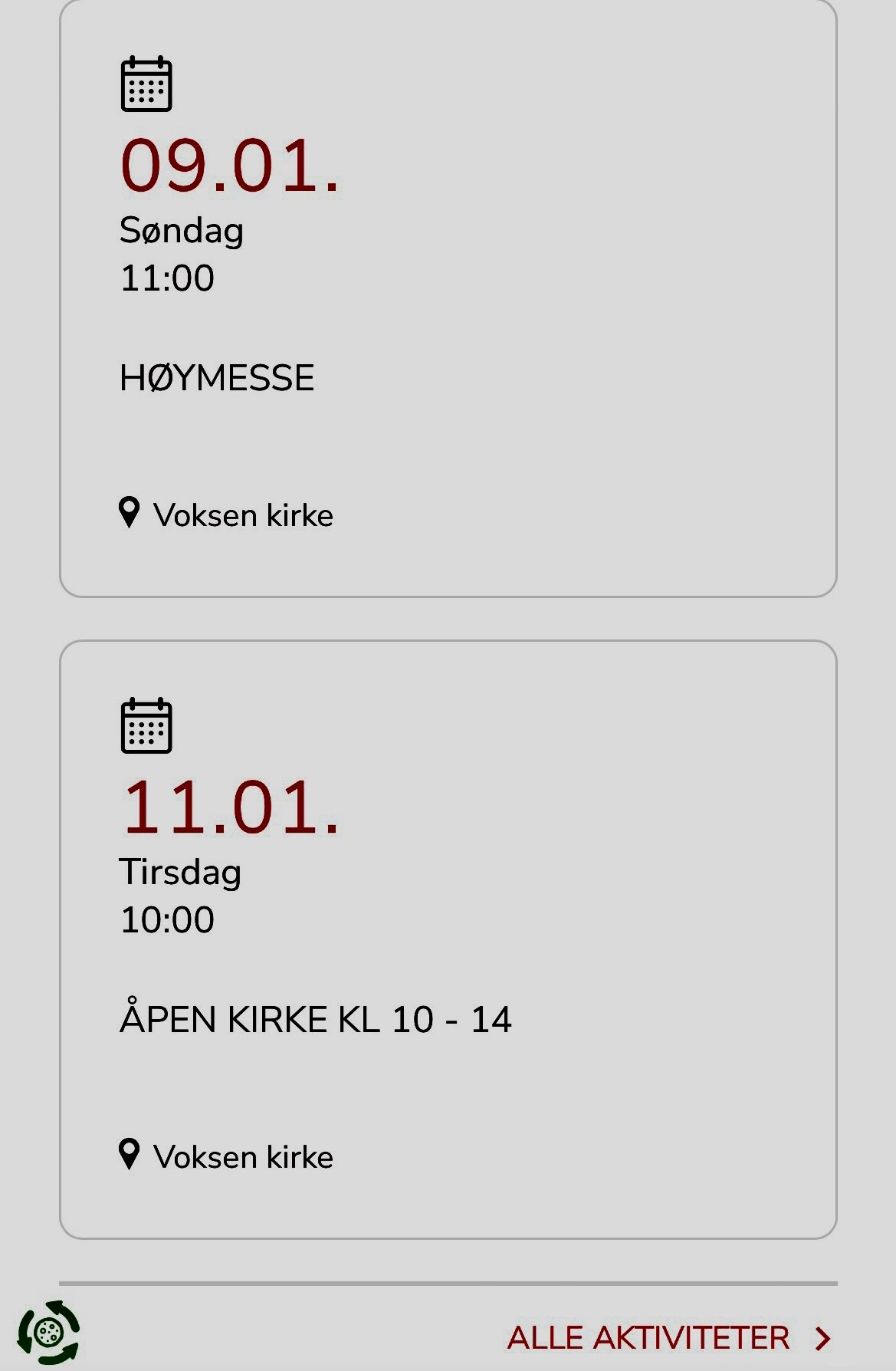 Digital påmelding til gudstjenester