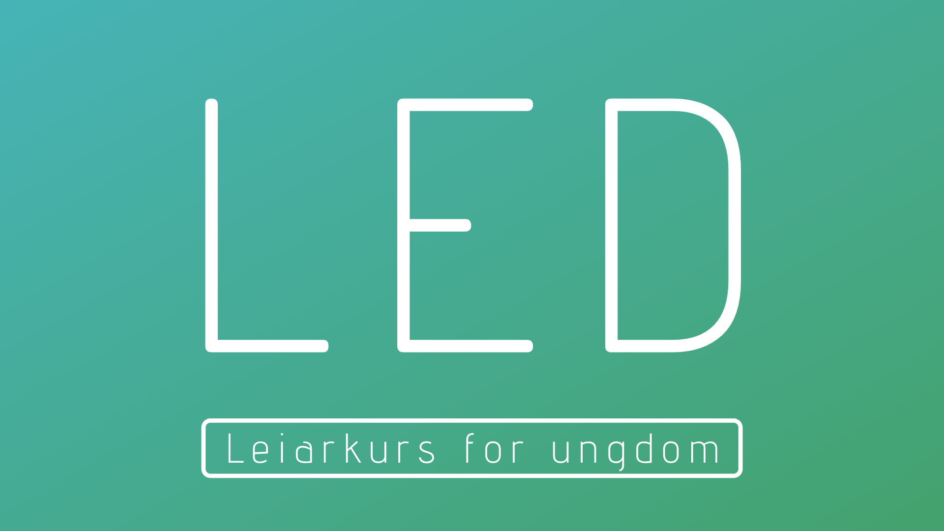 Logo for LED, hvit skrift på grønn gradient bakgrunn