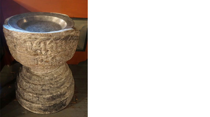 Døypefonten i Hegge kyrkje. Foto: Saskia Aleida Van Veen. Tekst: Solveig Sandberg.