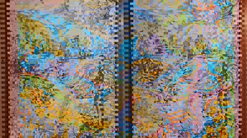 Våren av Sigmund Årseth som heng I kyrkjestogo i Rogne. Foto Eli Vatn.