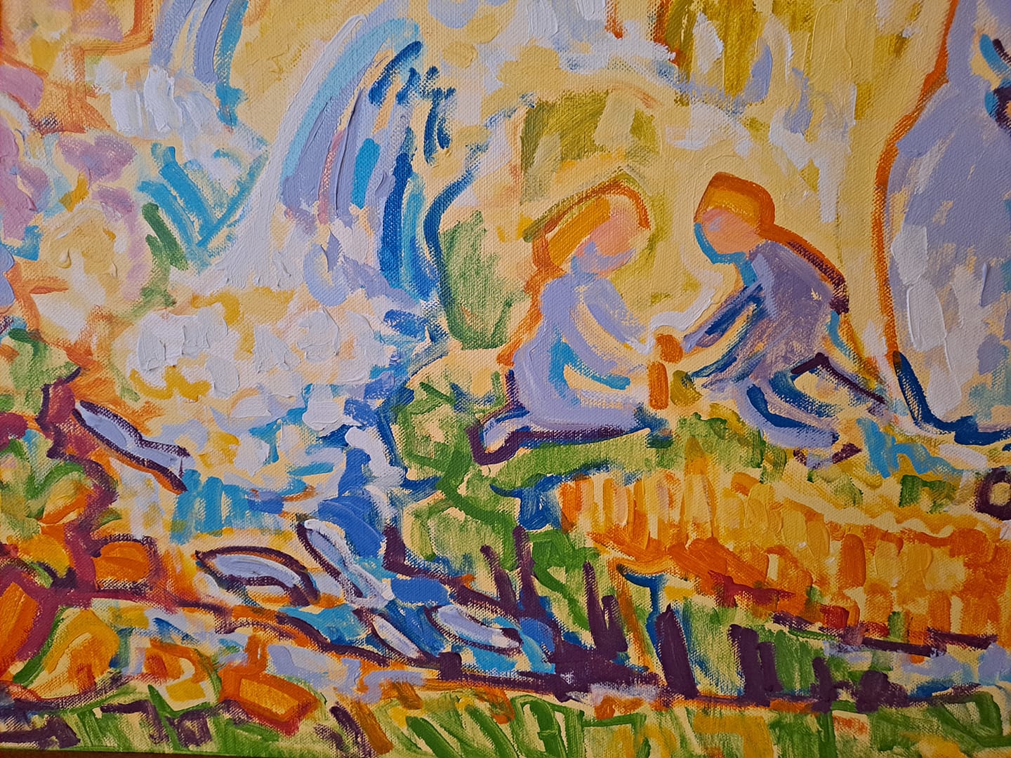 Utsnitt frå Sigmund Årseths Våren i kyrkjestogo i Hegge. Foto Eli Vatn.