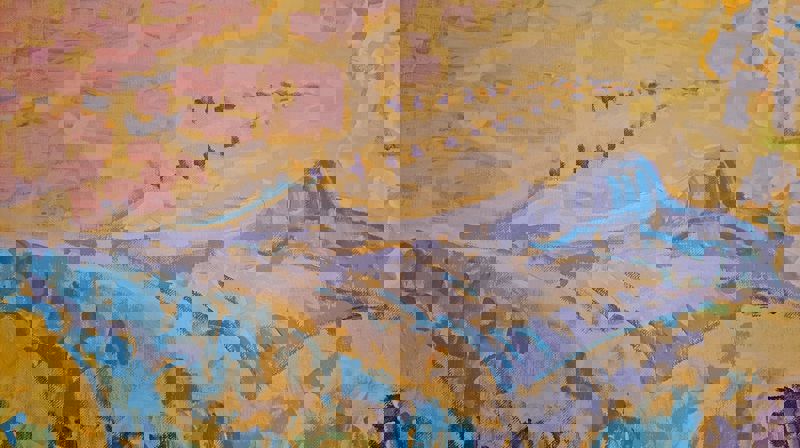 Utsnitt av Sigmund Årseths Våren i Rogne kyrkjestogo. Foto Eli Vatn