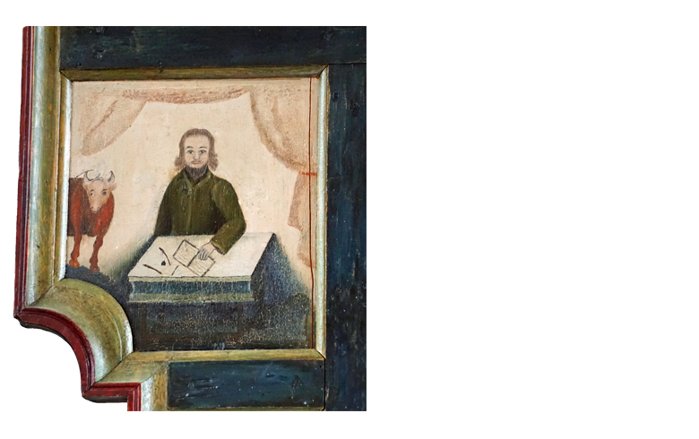 Lukas med oksen frå alteret i Rogne kyrkje. Foto: Saskia Aleida Van Veen