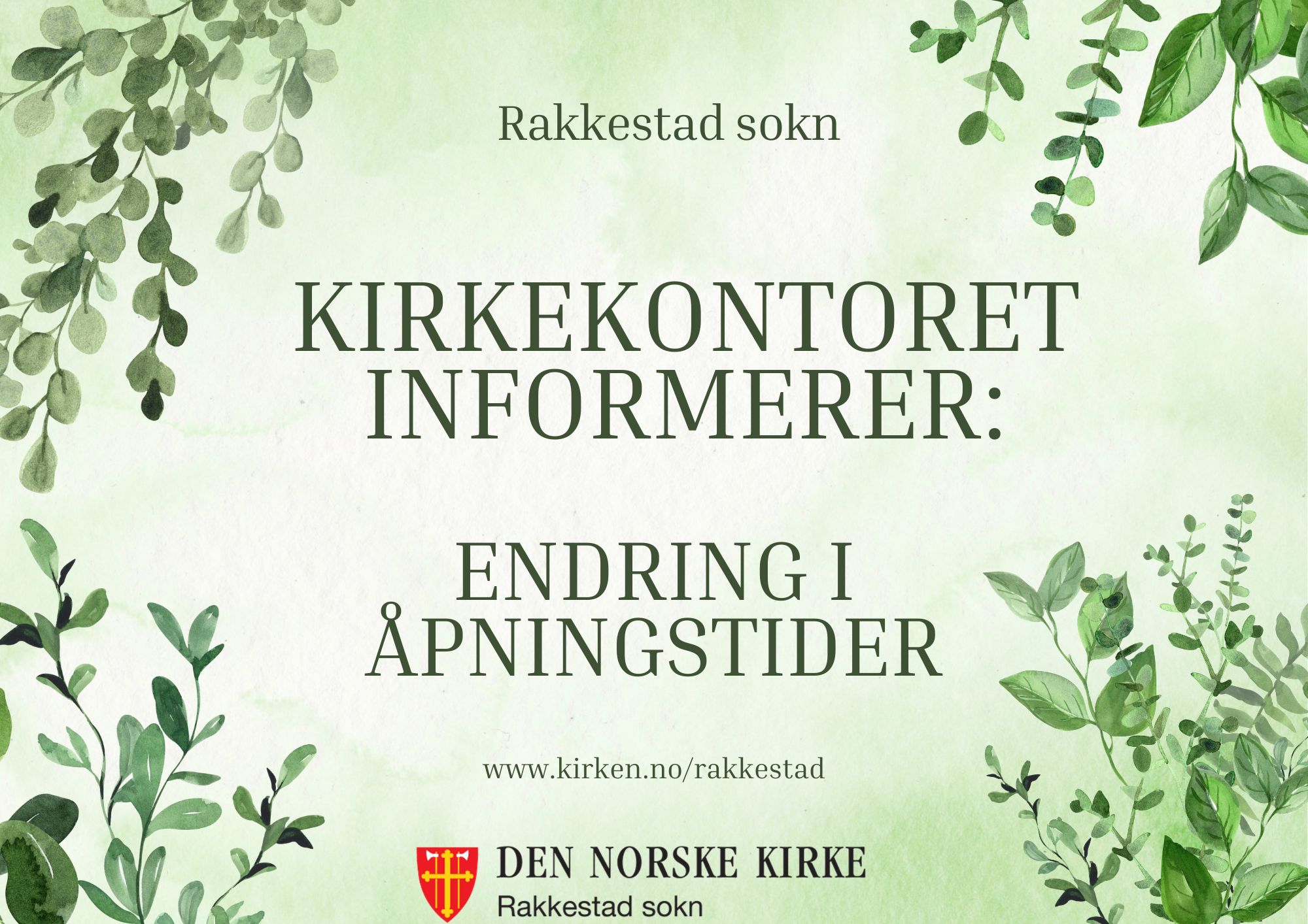 Kirkekontoret er stengt onsdag 21. januar 2026, henvendelse via e-post